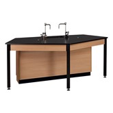 Four-Student Workstation w/ Front Cabinet & Sink